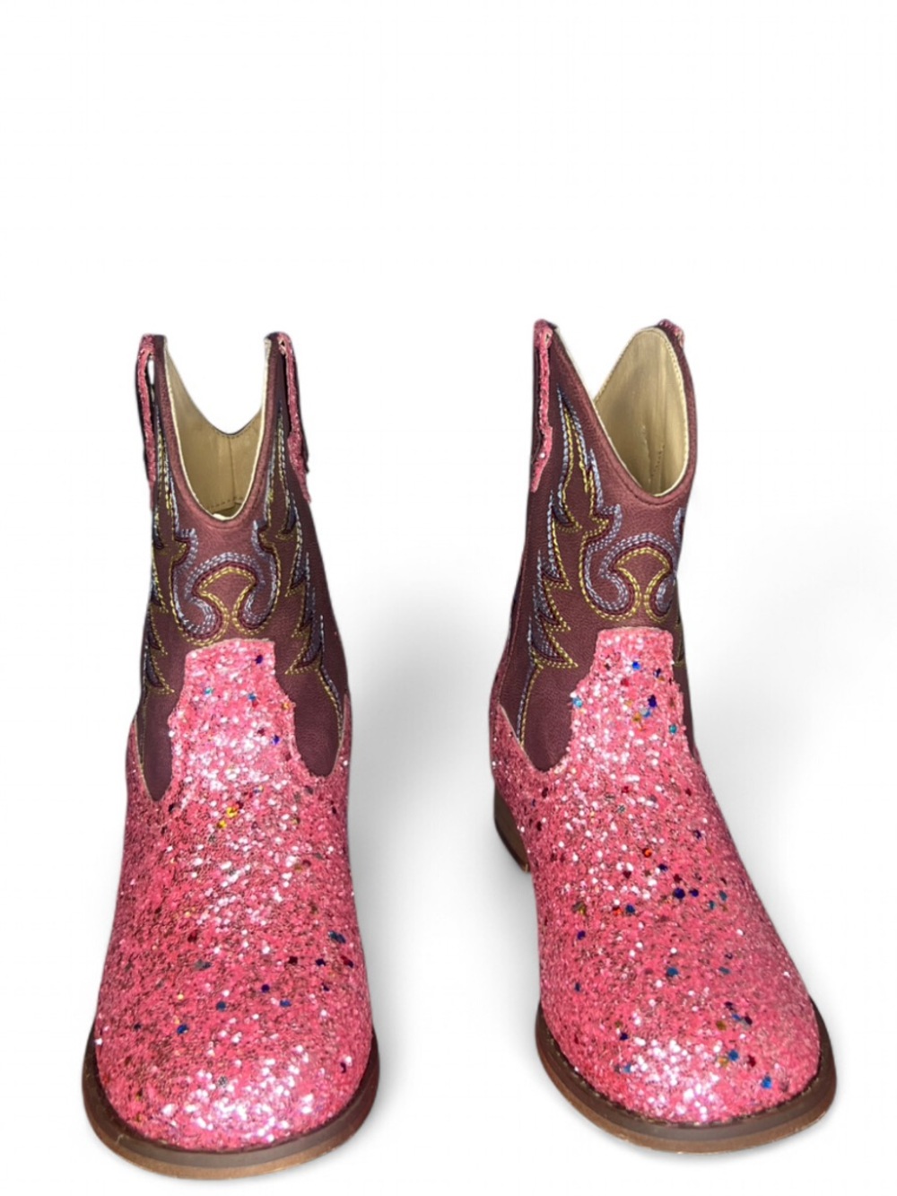 Unisex Child Pink Mid Calf Glitter Toddler Cowboy Boot Little Big Kids Western